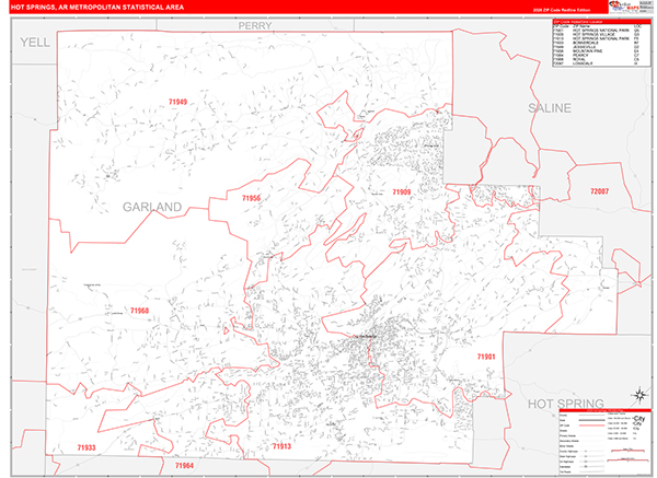Hot Springs Metro Area Wall Map